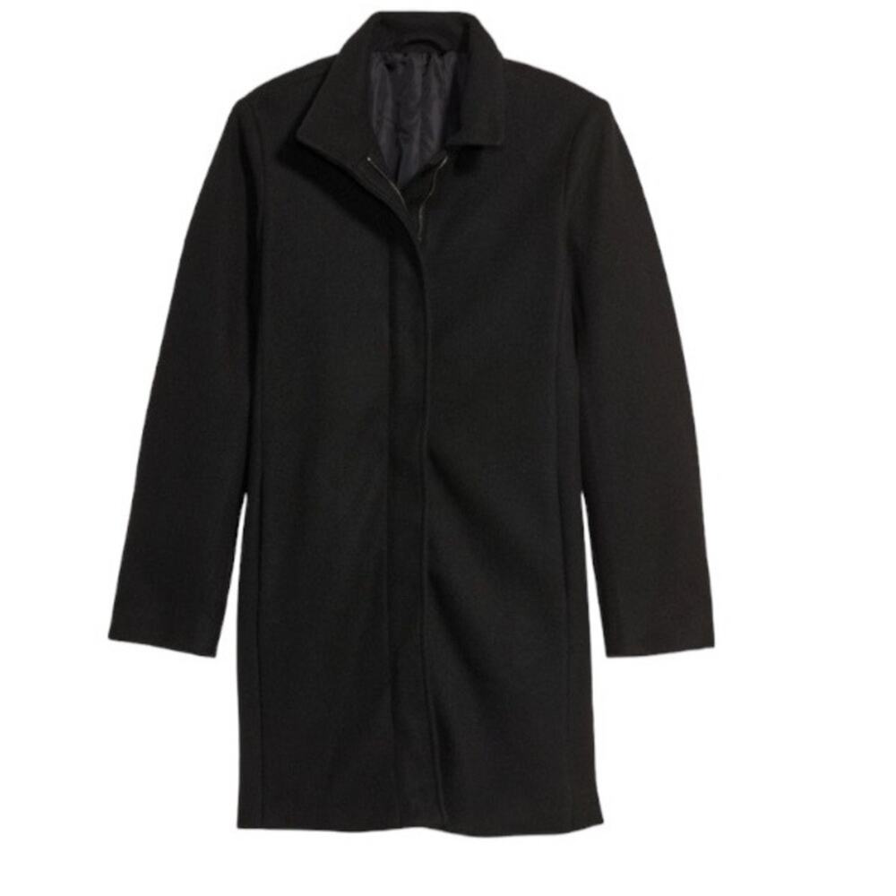 Old navy black soft brushed funnel neck coat - Picture 8 of 11